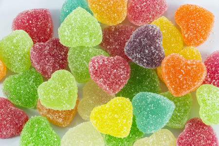 isolate gelatin jelly hart colorful fruitの写真素材