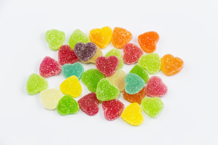 isolate gelatin jelly hart colorful fruitの写真素材
