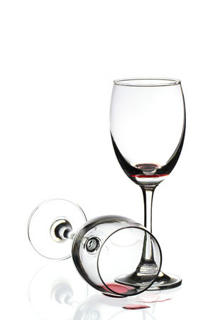 Red wine in glass  Isolated on white backgroundの写真素材