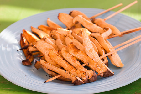 Grilled mushroom wood plugの写真素材