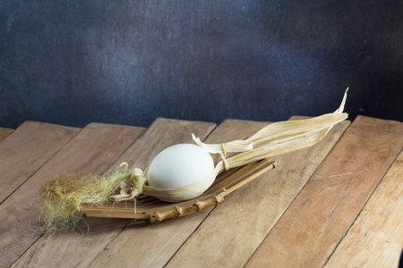 Easter eggs on the wooden table