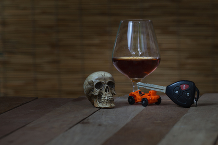 Skull and Drinking Not Driving Still Lifeの写真素材