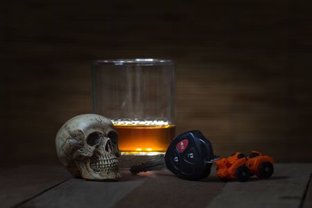 Skull and Drinking Not Driving Still Lifeの写真素材