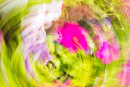 Abstract colorful composition with pink, lilac, yelow and white strokes effect rotationの写真素材