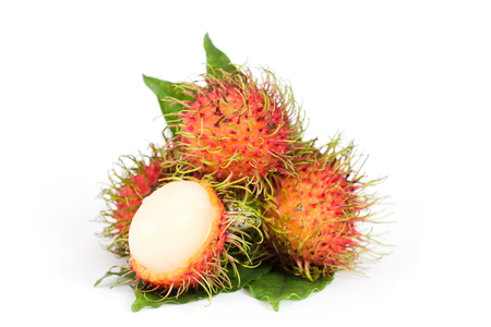 rambutan isolated on white backgroundの写真素材