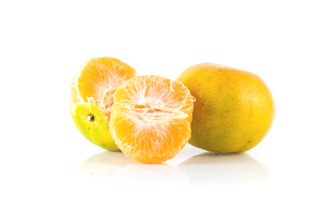 Orange fruit isolated on white backgroundの写真素材