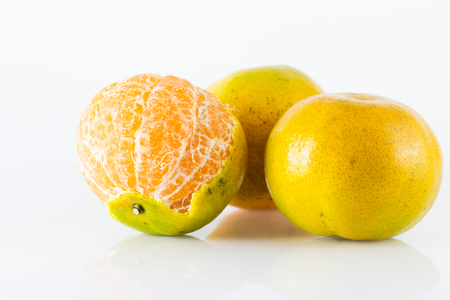 Orange fruit isolated on white backgroundの写真素材