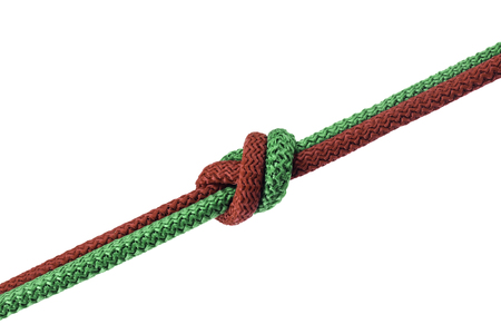 Two wire string knotted isolated on a white background.の写真素材