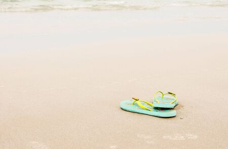 summer shoes on beachの写真素材