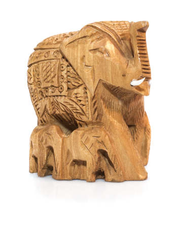 Decorative golden elephant isolated over whiteの写真素材