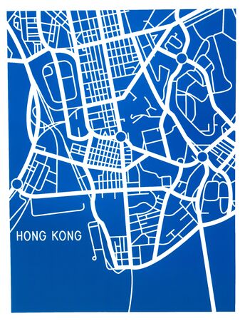 stylized map of Miami, Rio de Janeiro and Hong Kong's colors of blue red yellow to decorate a roomの写真素材