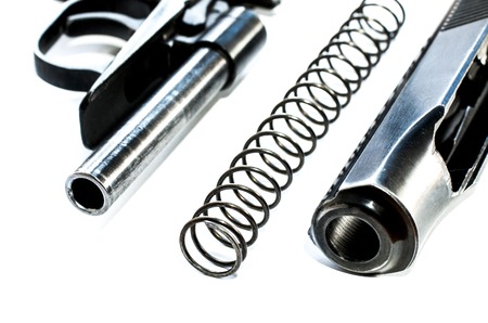 makarov system pistol disassembled isolated on white backgroundの写真素材