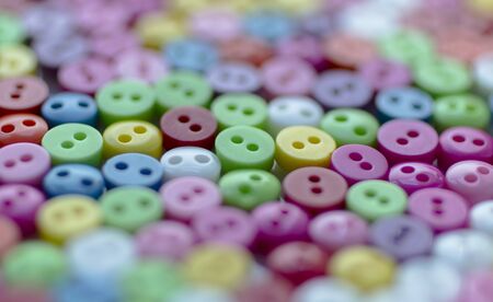 Sewing buttons background. Colorful sewing buttons textureの写真素材