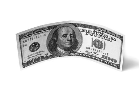 bill one hundred dollars on a white background