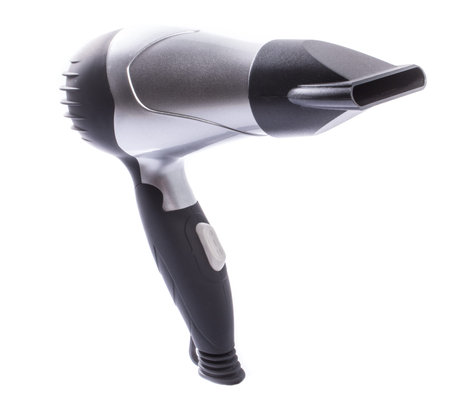 Hair dryer isolated on whiteの写真素材