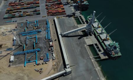 cargo port of Adelaide, Australia on the Gulf of St. Vincentの写真素材