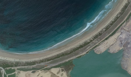 Bay, coast and beaches of the Australian city of Sydney, from a bird's eye viewの写真素材