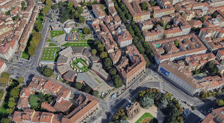 Italy, Florence, birds-eye view, in summer