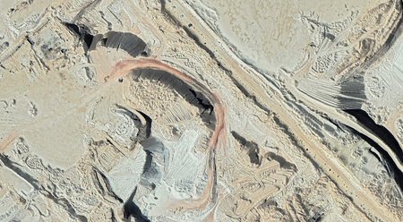 The landscape of the sandy desert in Qatar from a bird's eye view, 2024