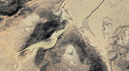 The landscape of the sandy desert from a birds eye view