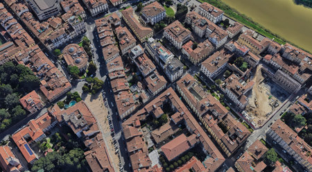 Italy, Florence, birds-eye view, in summer