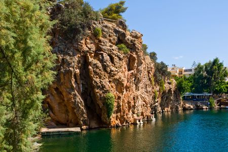 Volcanic lake on Crete (Greece)の写真素材