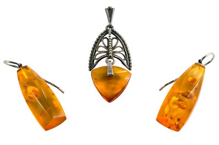 Jewels from amber isolated on the whiteの写真素材