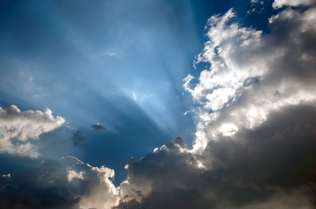 Sunshine on a cloudy skyの写真素材