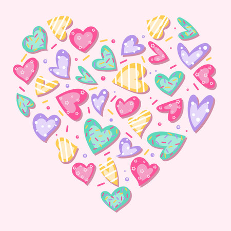 Cute hand drawn hearts in a heart shape. Vector illustration.のイラスト素材