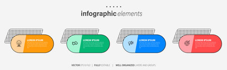 Infographic design vector and marketing icons can be used for workflow layout, diagram, annual report, web design. Business concept with 4 options, steps or processes.のイラスト素材