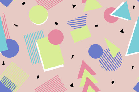 Premium Vector | Colorful memphis style nostalgic background or retro 80s 90s seamless patternのイラスト素材