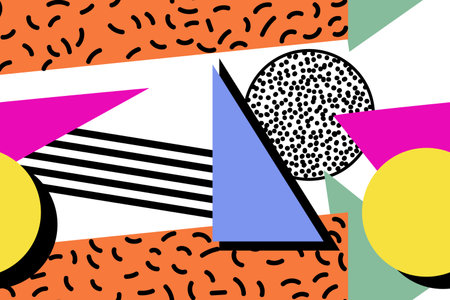 Premium Vector | Colorful memphis style nostalgic background or retro 80s 90s seamless patternのイラスト素材