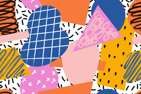 Premium Vector | Colorful memphis style nostalgic background or retro 80s 90s seamless patternのイラスト素材