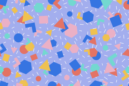 Premium Vector | Colorful memphis style nostalgic background or retro 80s 90s seamless patternのイラスト素材