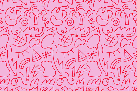 Seamless pattern with hand drawn doodle elements. Vector illustration.のイラスト素材