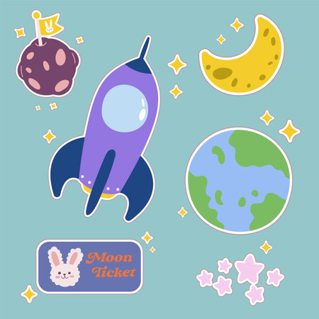 Space elements set. Vector illustration in cartoon style. Space theme.のイラスト素材