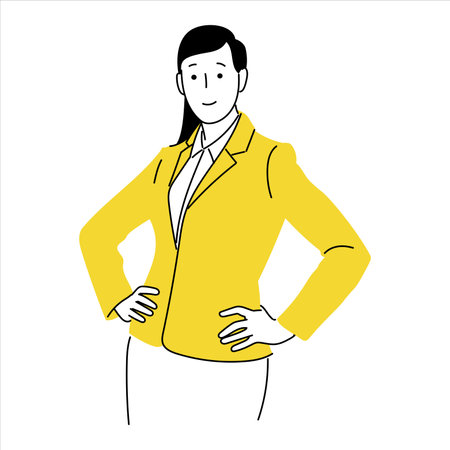 Businesswoman in a yellow suit. Vector illustration in a flat styleのイラスト素材