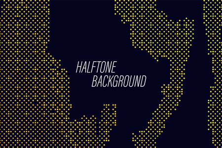Vector illustration of halftone background in yellow and black colors.