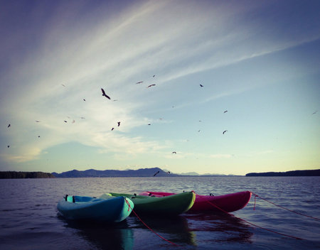 Boat on water in chanthaburi thailandの素材
