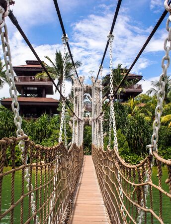rope bridge to towerの写真素材