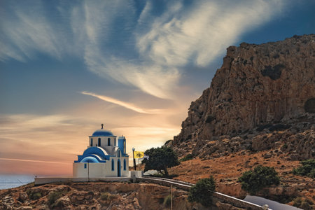 Karpathos, Finiki: the orthodox churchの写真素材