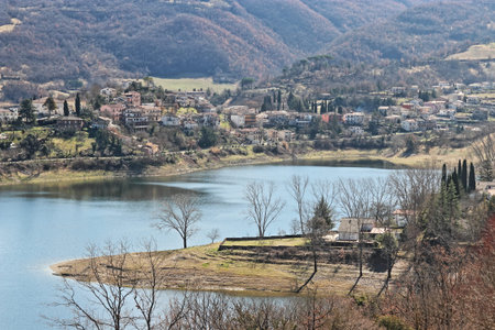 Landscape of Colle di Tora in the Italian region of Lazioの写真素材