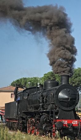 Old steam locomotives, Tuscany, Italy. Vintage trainの写真素材