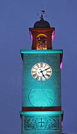 Clock tower in the center of Reggio Emilia, Italy