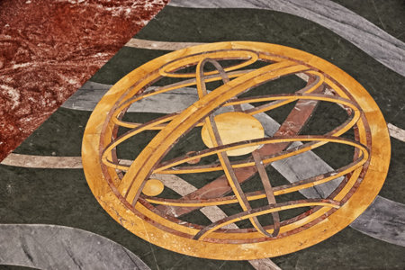 Abstract of metal circle in the Museum of the Middle Ages in Rome, Italy