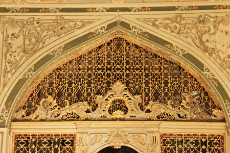 Interior of the Sultanahmet Mosque in Istanbul, Turkey.