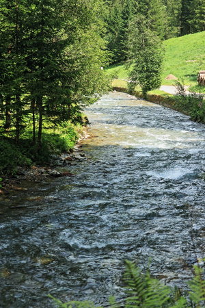 Mountain landscape of the Val di Sole in Trentino Alto Adige, Northern Italyの写真素材