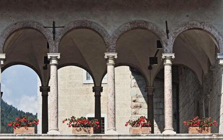 Cloister of the Stenico Castle in Val di Sole, Northern Italy