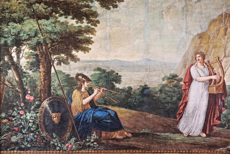 The frescoes on the walls of the Medici Villa of Poggio a Caiano in Tuscany, Central Italy