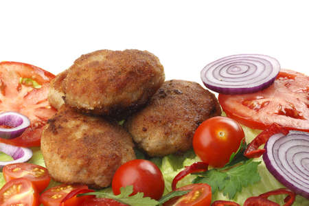 Cutlets and vegetablesの写真素材